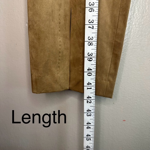Good American Boss Split Hem Faux Suede Warm Caramel Pants Sz 3 - Picture 8 of 13